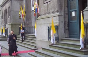 Papal Flags in Front of SSPX Church