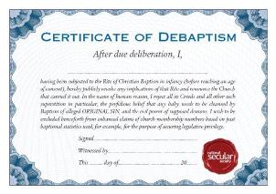 'De-Baptism' Certificate