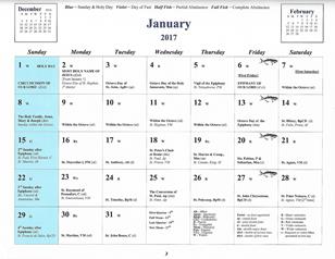 2017 Traditional Catholic Calendar